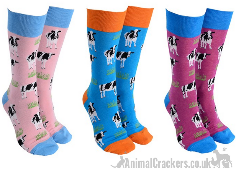 Novelty Friesian Cow design socks from 'Sock Society' Men or Women, One Size, great cow lover gift stocking filler