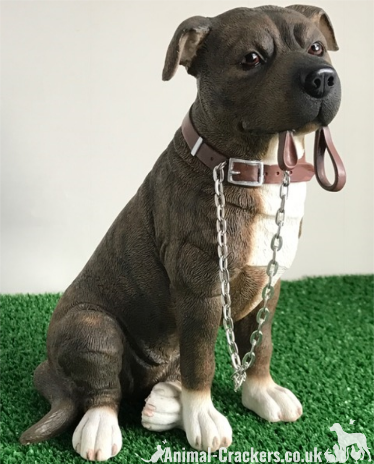 Large Brown Staffordshire Bull Terrier 'Staffie'  ornament from the Leonardo 'Walkies' range