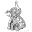 Lesser & Pavey 'Silver Art' heavy resin silver effect Sitting Elephant figurine