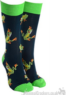 Novelty Frog design socks, quality cotton mix, Men's or Women's sizes, great Frog lover gift stocking filler