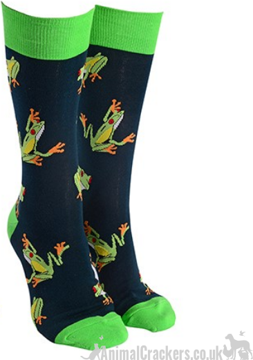 Novelty adults Frog design socks, Men or Women, One Size, Frog lover gift stocking filler