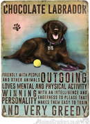 20cm metal vintage style Chocolate Labrador breed character hanging sign plaque