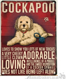 20cm Metal old style Beige Cockapoo Cocker Poodle breed character hanging sign