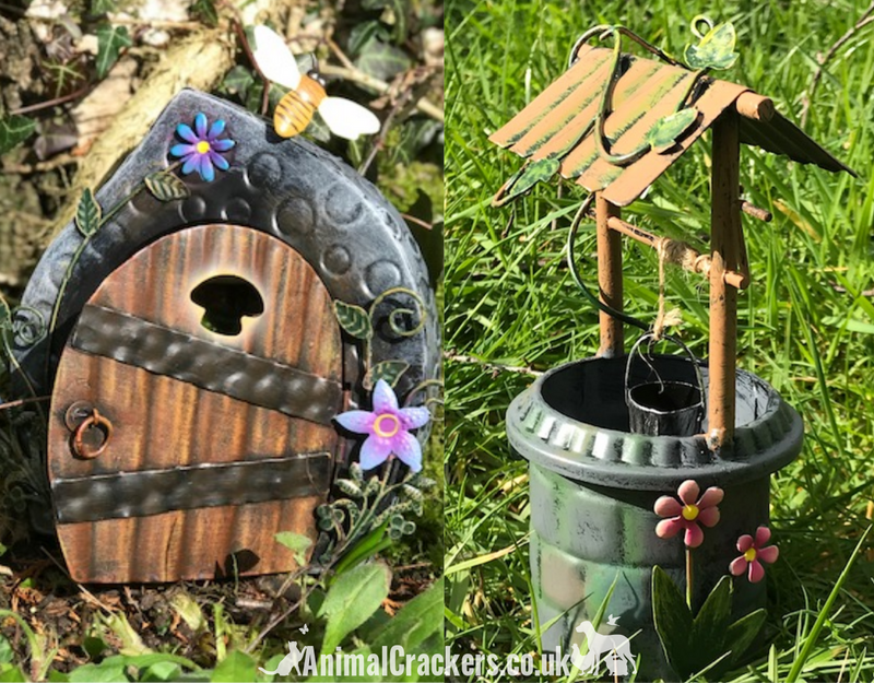 Metal Fairy Door and Wishing Well garden ornaments decorations fairy lover gift