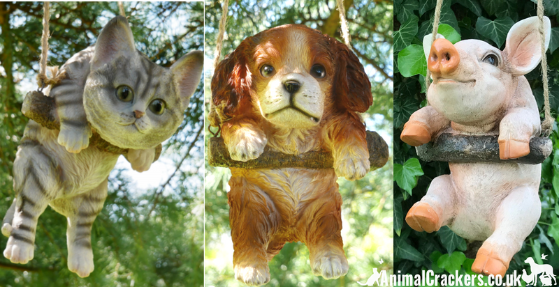 Hanging Puppy on rope novelty tree garden ornament decoration Dog lover gift