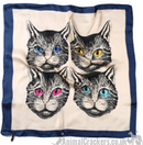 Striking Cat Face print lightweight silk mix scarf headscarf neckerchief, great Cat lover gift