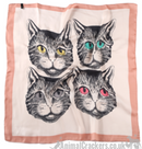 Striking Cat Face print lightweight silk mix scarf headscarf neckerchief, great Cat lover gift