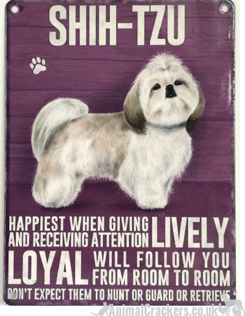 20cm Vintage Style Metal Shih Tzu Breed character Sign Plaque dog lover gift