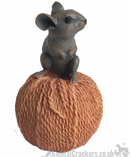 SET OF 2 old antique effect mice ornaments, one on a reel, one on a ball of string, great sewing fan or mouse lover gift