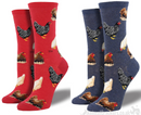 Womens Socksmith 'Hen House' novelty Hen design socks in Red or Denim Blue, One Size, great Chicken lover gift and stocking filler