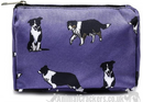 Blue BORDER COLLIE Cosmetic makeup bag in choice of two sizes, great Sheepdog lover gift
