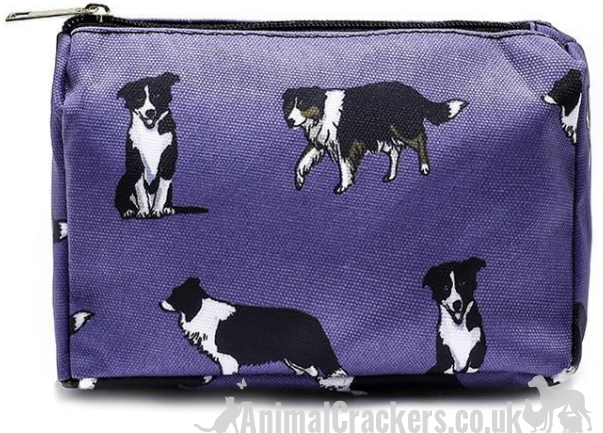 Blue BORDER COLLIE Cosmetic makeup bag in choice of two sizes, great Sheepdog lover gift