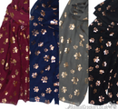 Gold foil Paw print ladies lightweight cotton mix Scarf Sarong in choice of colours, great Dog or Cat lover gift and stocking filler
