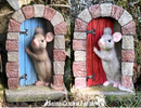 Cute Mouse in doorway fairy garden decoration (Red Door)