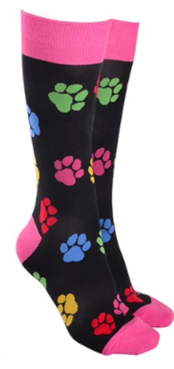 Paw Print Socks quality Cotton mix one size Women or Men, novelty Dog Cat lover gift