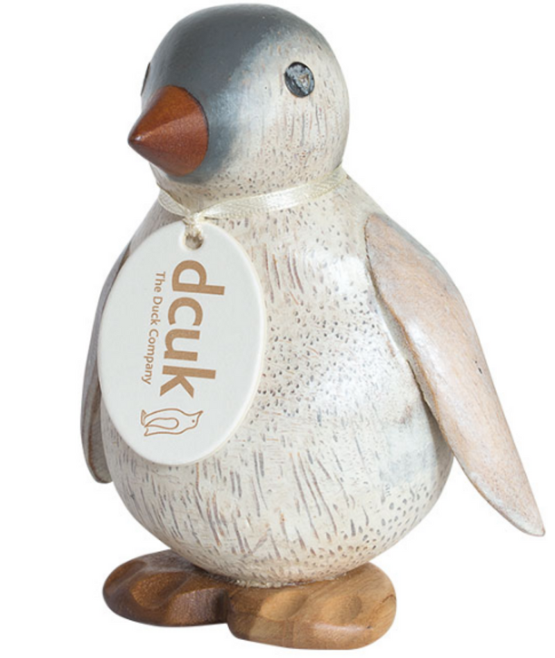 DCUK Baby (12cm) Emperor Penguin made from hand crafted wood, with name tag