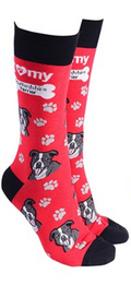 Staffordshire Bull Terrier design socks with 'I love my Staffordshire Terrier' text, quality Unisex One Size stocking filler