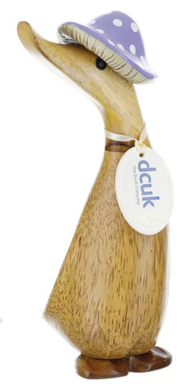 DCUK 'Toadstool Folk' natural wood Duckling in Spotty Hat, with name tag