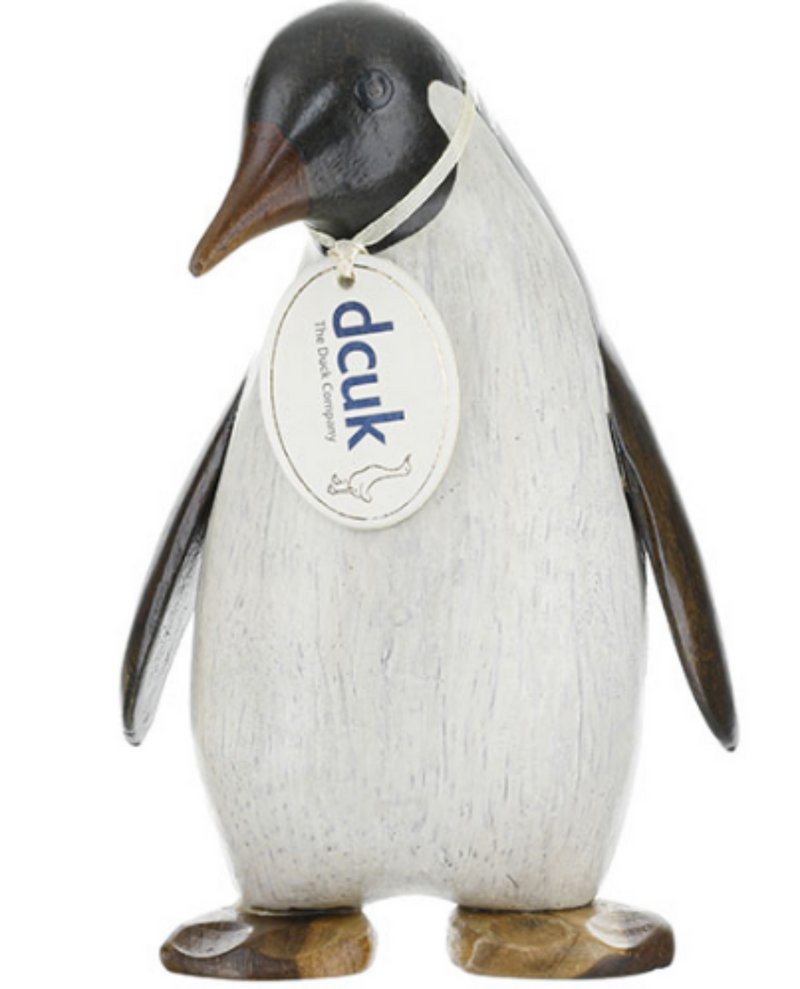 DCUK medium (18cm) Emperor Penguin made from hand crafted wood, with name tag