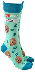 Cocker Spaniel design socks with 'I love my Cocker Spaniel' text, quality Unisex One Size stocking filler