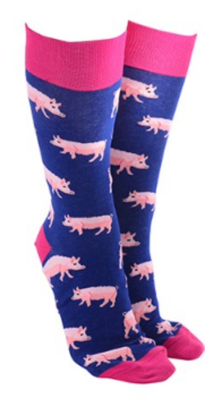 Pig design Socks quality Cotton mix one size Women or Men, novelty Farm animal lover gift