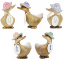 DCUK 'Toadstool Folk' natural wood Ducky in Spotty Hat, with name tag