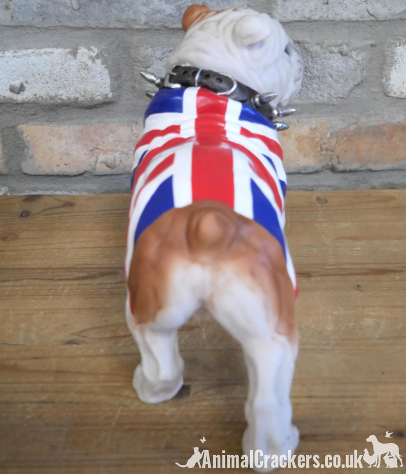 Standing British Bulldog in Union Jack coat ornament, great quality item, Bulldog lover gift