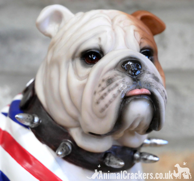 Sitting British Bulldog in Union Jack coat ornament, great quality item, Bulldog lover gift