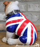 Sitting British Bulldog in Union Jack coat ornament, great quality item, Bulldog lover gift