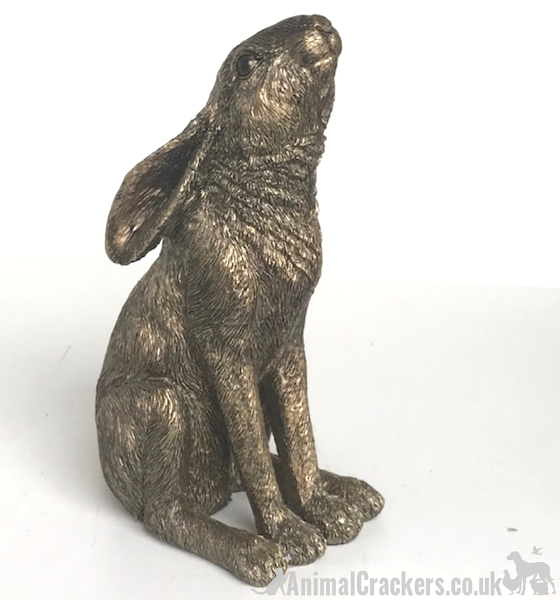 18cm Bronze effect sat Moongazing Hare ornament sculpture figure hare lover gift