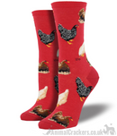 Womens Socksmith 'Hen House' novelty Hen design socks in Red or Denim Blue, One Size, great Chicken lover gift and stocking filler