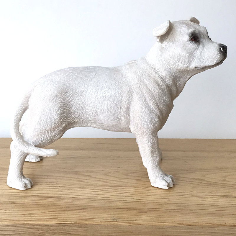 White Staffordshire Bull Terrier Staffie Staffy ornament figurine Leonardo boxed