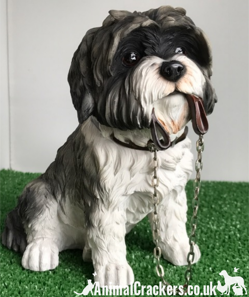 Large 17cm Grey Shih Tzu ornament figurine quality Leonardo walkies range, boxed