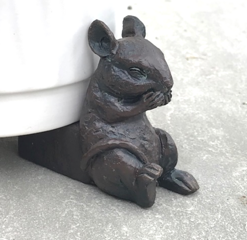 SET OF 3 clay bronze effect Mice Pot Stands, garden or Mouse lover gift