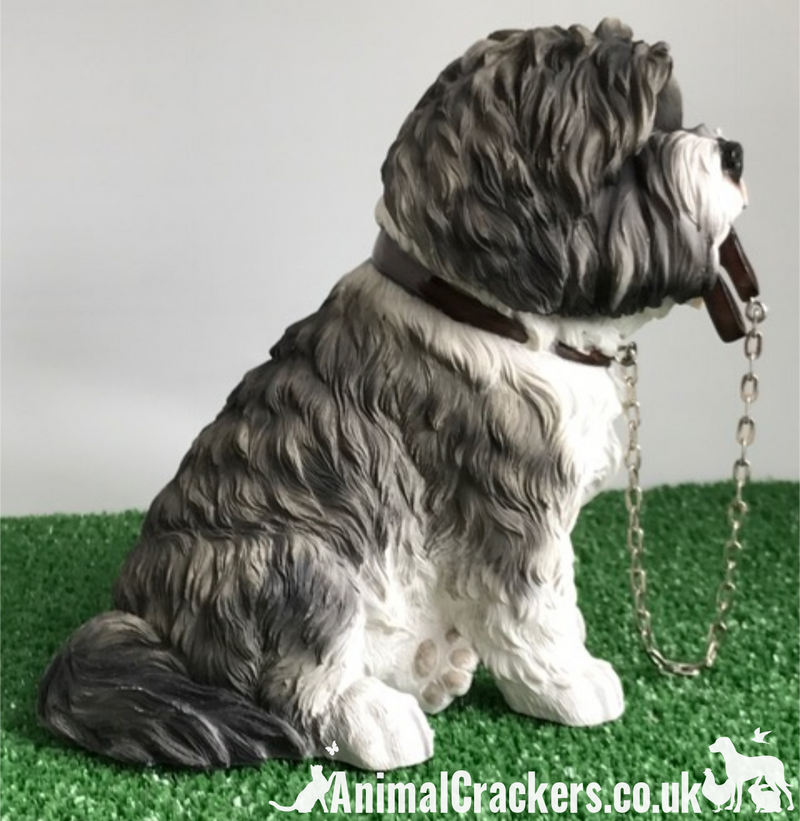 Large 17cm Grey Shih Tzu ornament figurine quality Leonardo walkies range, boxed