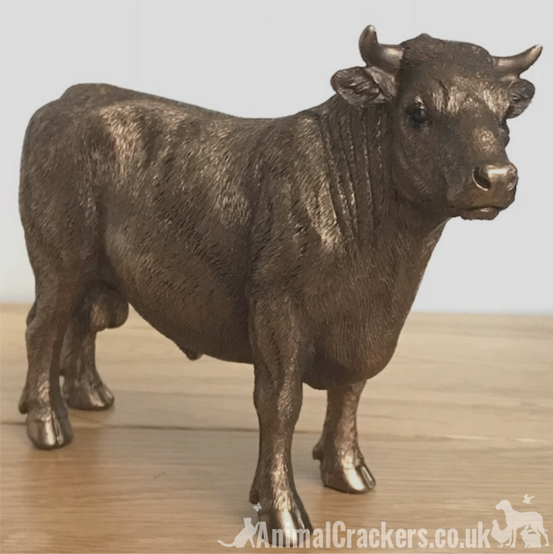 Bull ornament figurine sculpture Leonardo Bronzed range cattle farmer gift boxed