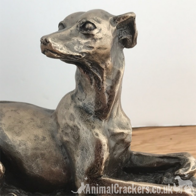 Harriet Glen Cold Cast Bronze Laying Whippet sculpture ornament figurine statue