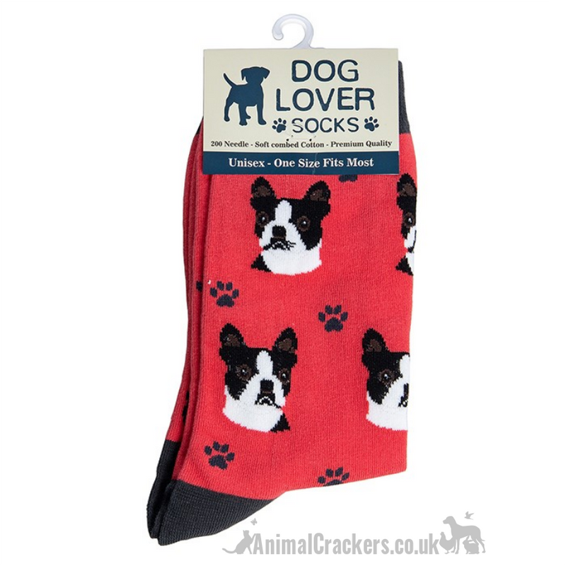 Womens Boston Terrier design socks One Size quality cotton mix novelty Dog lover gift stocking filler