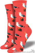 Womens Socksmith 'Gull-able'  Seagull design nautical themed socks in choice of colours, One Size Seagull lover gift