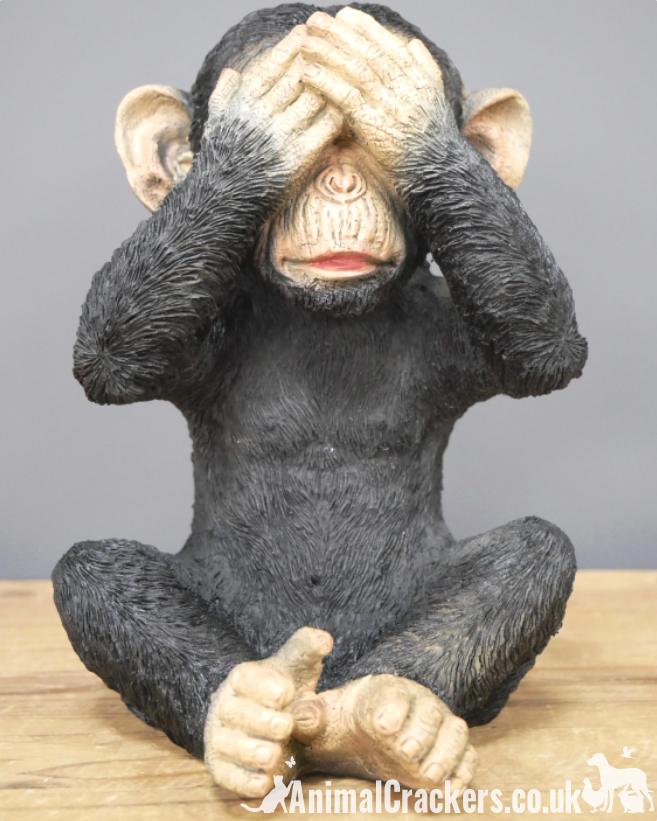 SET 3 Wise Monkeys in classic 'See, Hear, Speak no evil' poses, indoor or garden ornament, great chimp lover gift