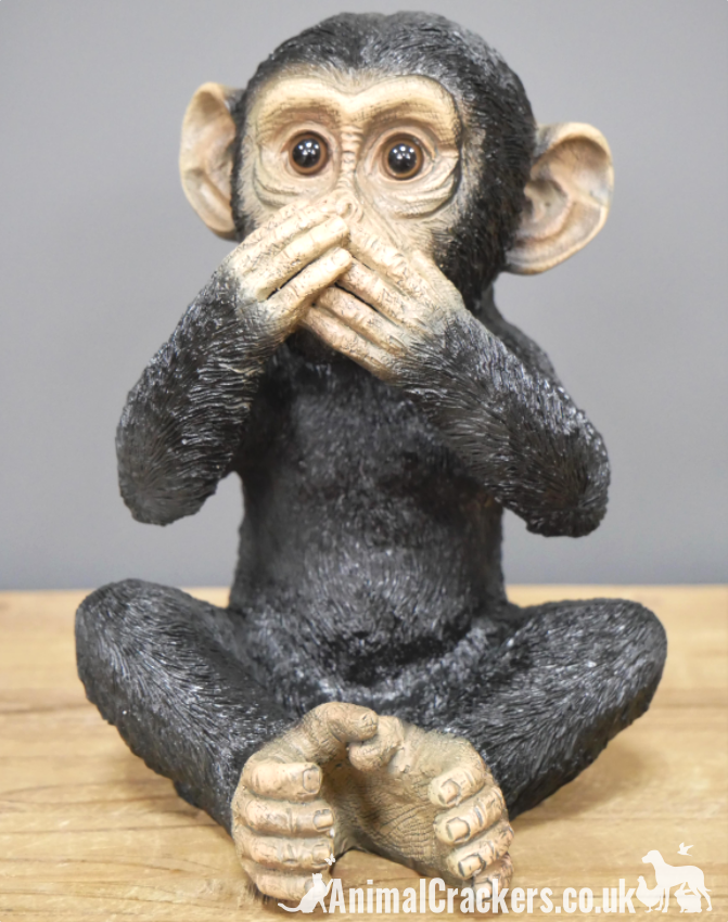 SET 3 Wise Monkeys in classic 'See, Hear, Speak no evil' poses, indoor or garden ornament, great chimp lover gift