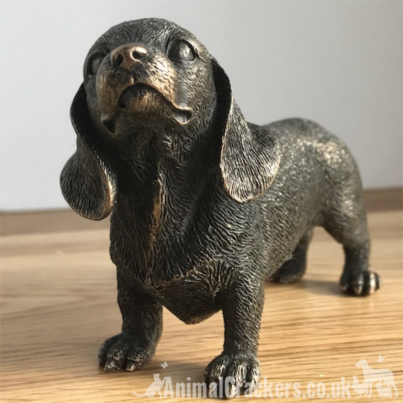 Quality Cold Cast Bronze Dachshund Sausage Dog ornament sculpture figurine boxed