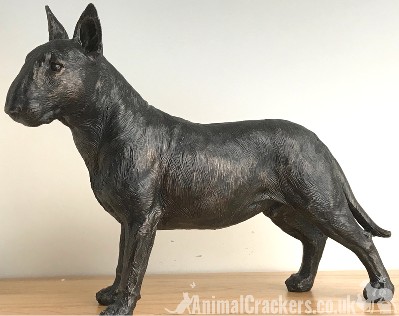 24cm English Bull Terrier ornament figurine decoration dark bronze effect Dog Lover Gift