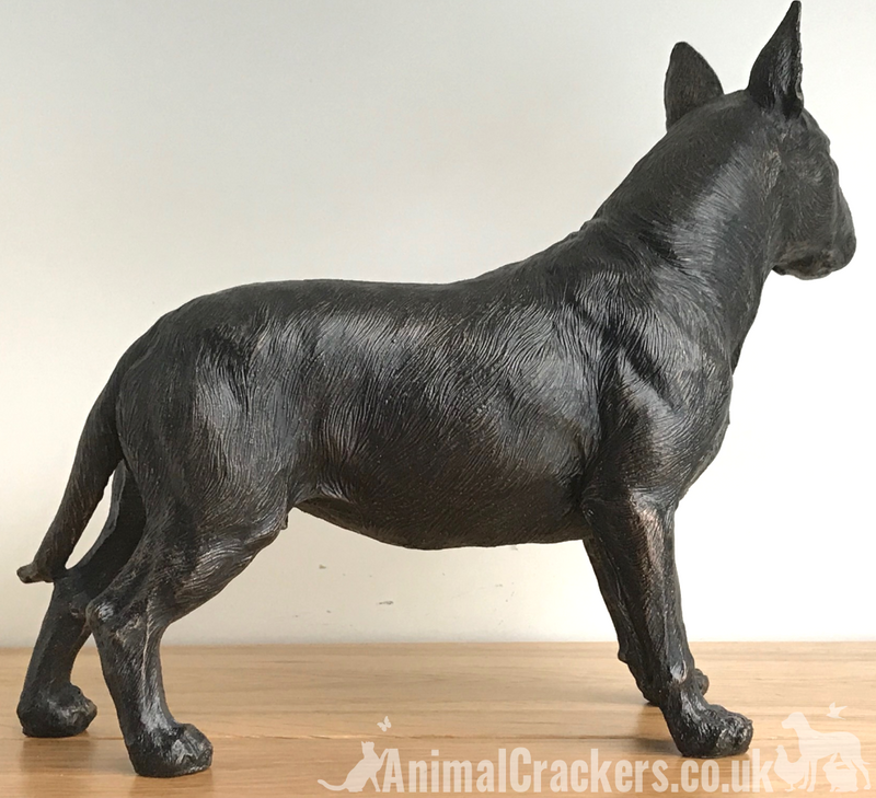 24cm English Bull Terrier ornament figurine decoration dark bronze effect Dog Lover Gift