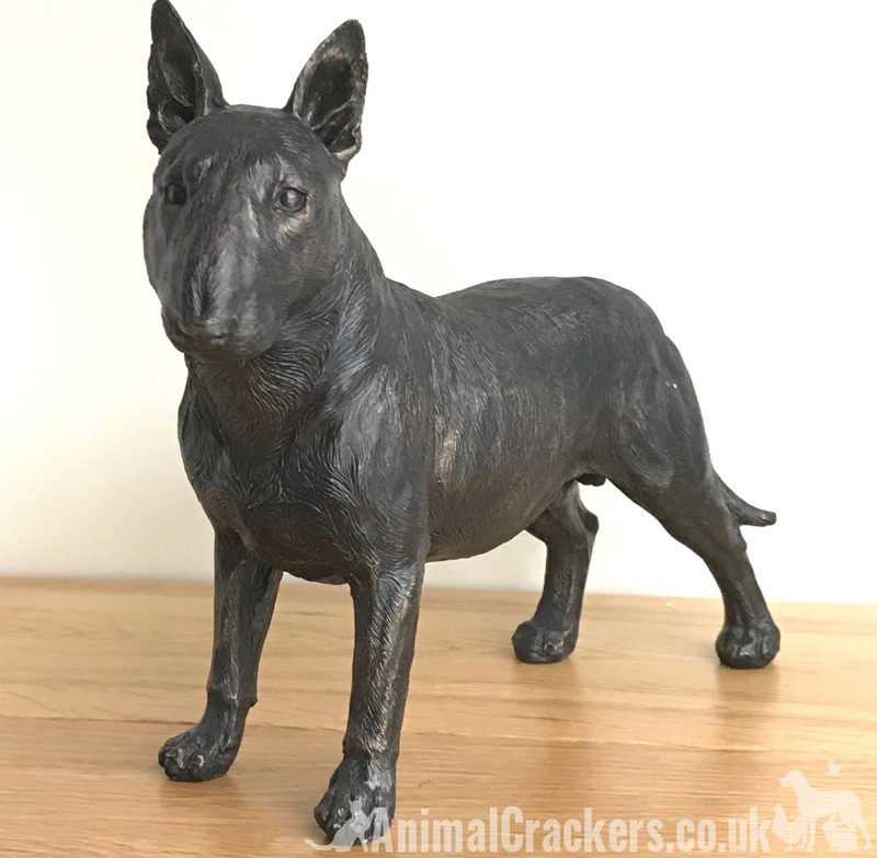 24cm English Bull Terrier ornament figurine decoration dark bronze effect Dog Lover Gift