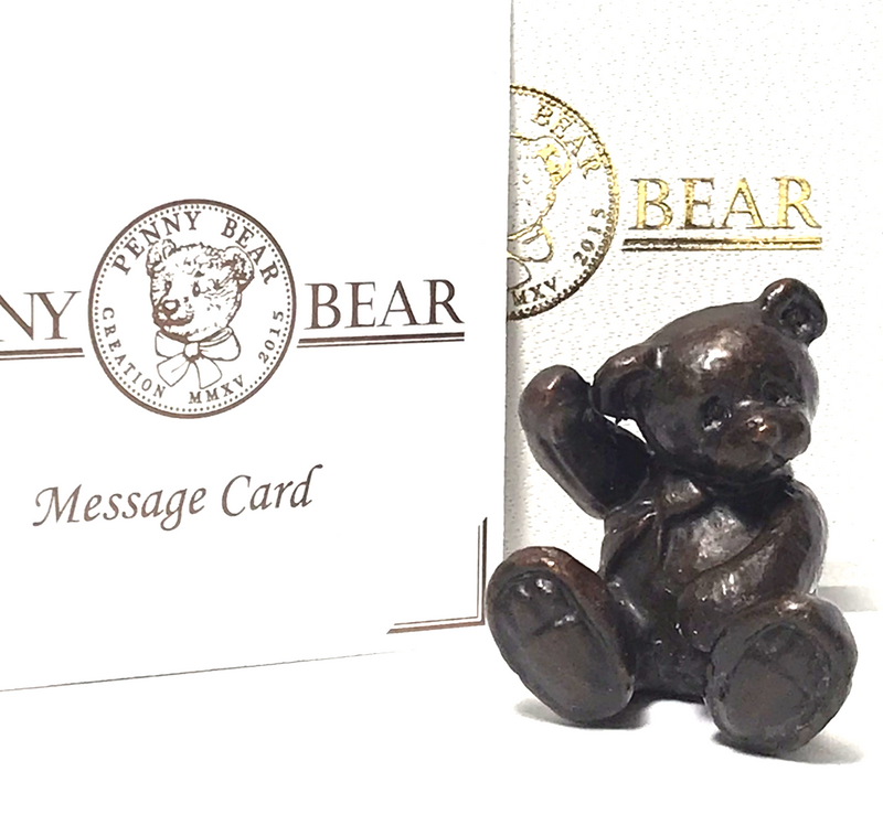 'Milo' - solid bronze miniature Teddy Bear figurine designed by Michael Simpson, in a quality gift box.