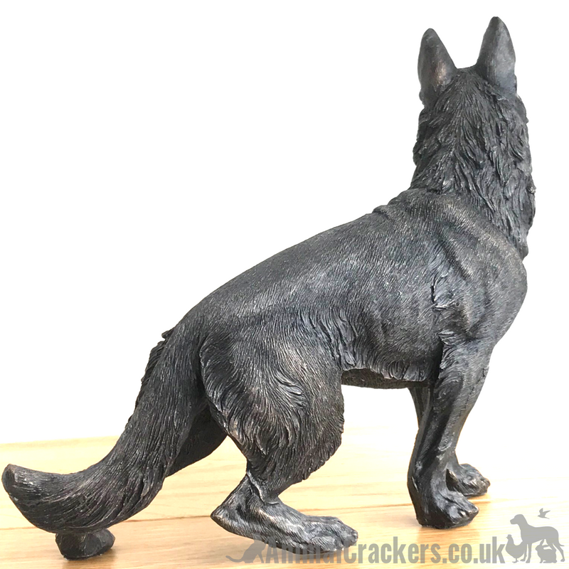 Large 22cm German Shepherd bronze effect ornament figurine Alsatian lover gift