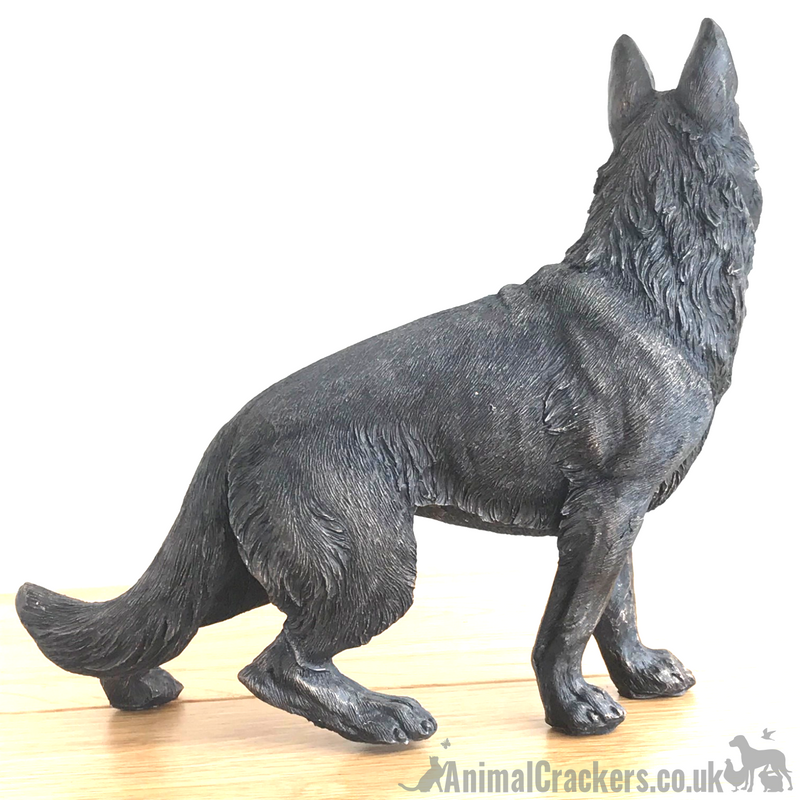 Large 22cm German Shepherd bronze effect ornament figurine Alsatian lover gift