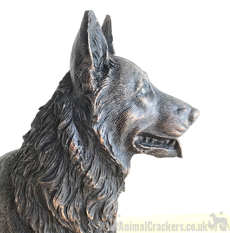 Large 22cm German Shepherd bronze effect ornament figurine Alsatian lover gift