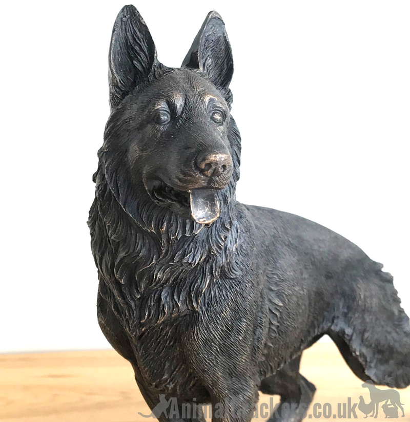 Large 22cm German Shepherd bronze effect ornament figurine Alsatian lover gift